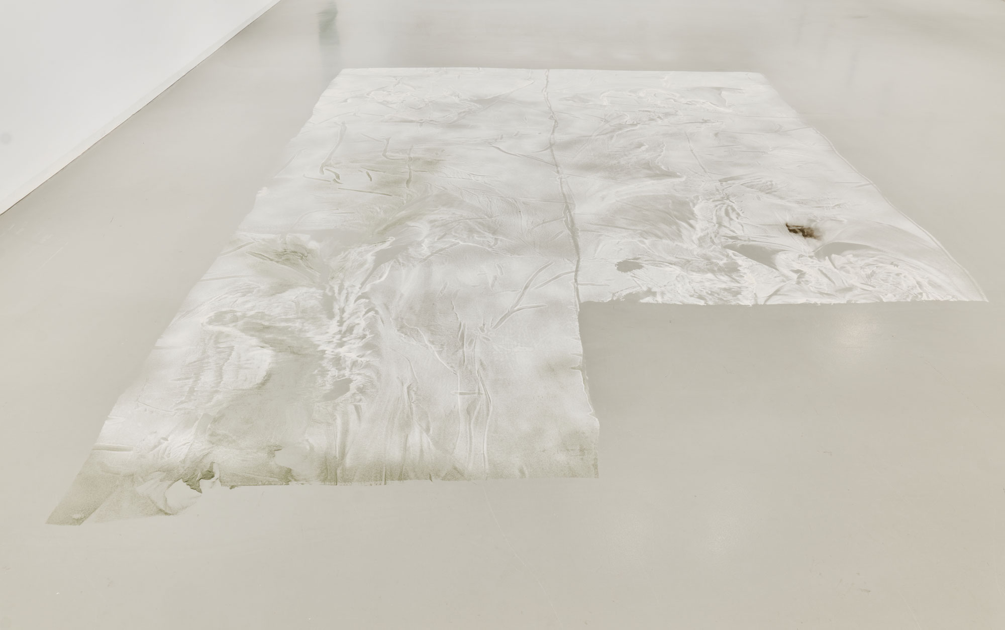 Luka Berchtold - <em>flat sand land</em>, 2022, 400 × 280 cm, sand, pigment (c) Miro Kuzmanovic